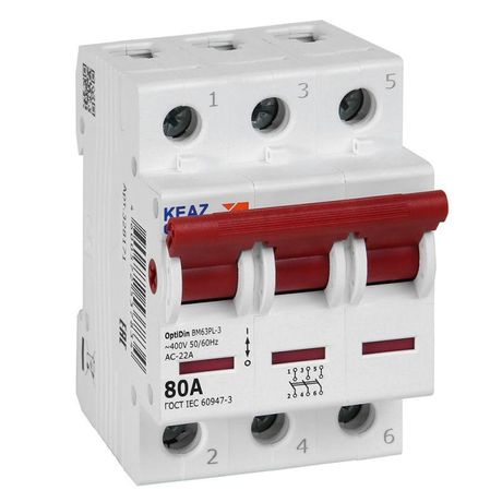 Выключатель нагрузки модульный OptiDin BM63PL-380-УХЛ3 (BM63PL) | 328171 КЭАЗ