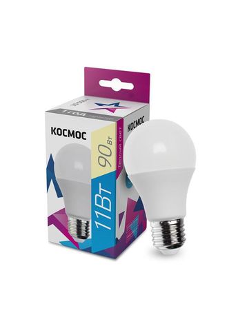 Лампа светодиодная LED 11Вт 220В Е27 D60х108 3000 теплый 900Лм А60 Космос - LkecLED11wA60E2730