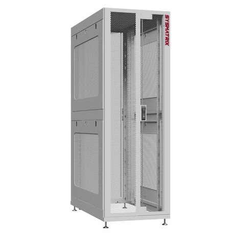 Шкаф серверный 42U 800х1200 передняя дверь: двустворчатая перфорированная IP20. задняя одностворчатая глухой металл IP51. боковые панели: перфорированные. цвет: серый RAL7035 - NS 8242.7422 SYSMATRIX