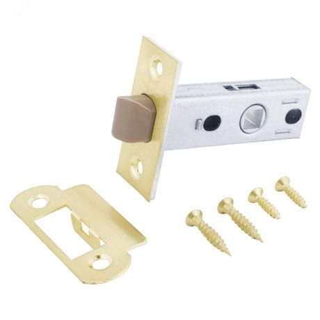 Защелка врезная универсальная без ручек для деревянных межкомнатных дверей, АЛЛЮР АРТ L45-8-P SB золото матовое - 12331 ПТК