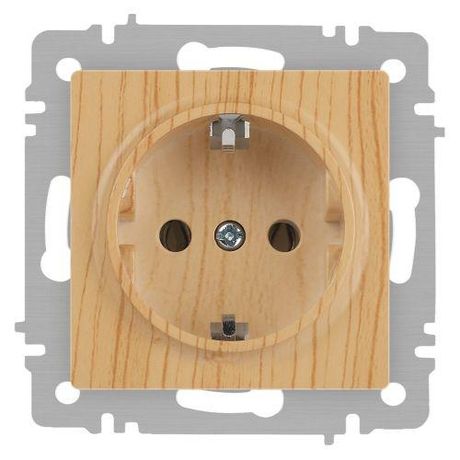 Розетка однофазная скрытого монтажа, в рамку с заземлением без шторок сосна 16А 250В IP20 винтовые зажимы 6-202-11 Intro Accent - Б0063706 ЭРА