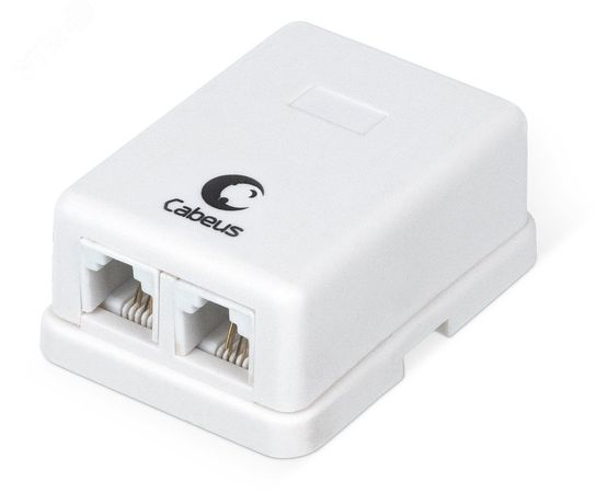 Розетка телефонная RJ-12(6P4C), двойная, внешняя, белая - WS-6P4C-TEL-2 Cabeus 7484c