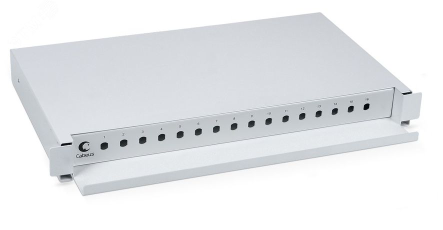 Кросс бокс оптический 19' на 16 ST(FC) со сплайс-кассетой, выдвижной (без пигтейлов и проходных адаптеров) - ODF-19-16-ST Cabeus 7301c