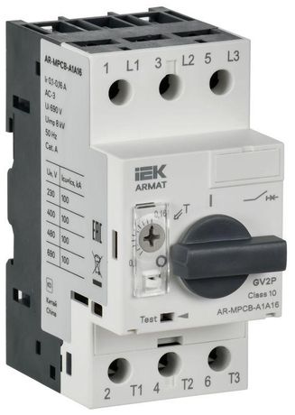 Автоматический выключатель защиты двигателя ARMAT A1 GV2P 0,1-0,16А IEK - AR-MPCB-A1A16