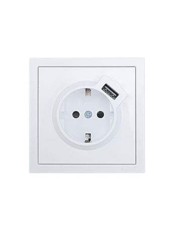 Розетка 1-мест. с/з+USB разъем ZIMA IP20 бел. LEZARD 704-0288-181