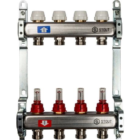 Коллектор STOUT из нержавеющей стали с расходомерами 4 вых. - RG008P0S9M8PH2 SMS 0917 000004