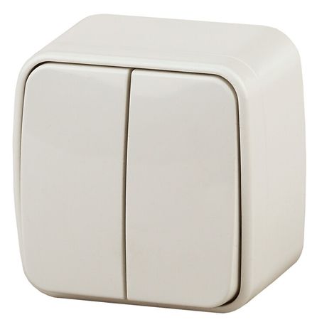 Выключатель двухклавишный наружный (открытой установки) слоновая кость 10А 250В Intro Polo 3-104-02 - Б0053538 ЭРА