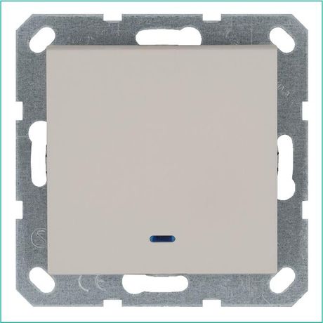 Выключатель одноклавишный со светодиодом 10A 250V~ с накладкой, цвет Тауп - G3011NT Jasmart