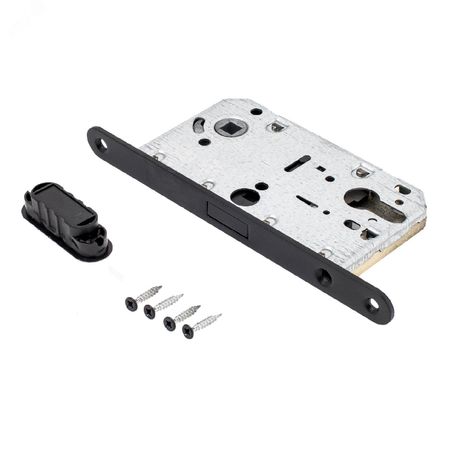 Замок врезной Аллюр АРТ ML 85-50 BL матовый черный ХЕДЕР без ц/м МАГНИТНЫЙ - 14126 ПТК