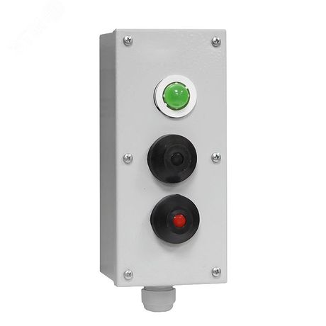 Пост управления ПКУ-15-21.131-40У2 (1*СКЛ11 зеленая 220В + 1*ВК30(1з+1р) черная 1*КЕ131/2 (1з+1р) красная гриб с фиксацией PG-19) - ЕТ520146 Электротехник