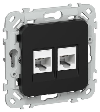 Розетка компьютерная 2-м СП FLITE РК5е-2-0-ФлЧ RJ45 кат.5E UTP механизм черн. IEK FI-K22-1-K02 IEK арт. FI-K22-1-K02