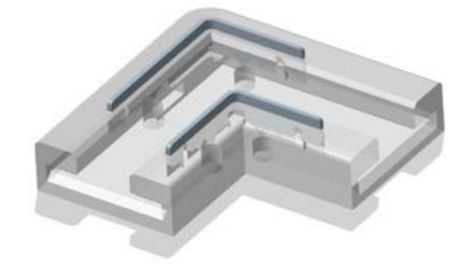 Соединитель жесткий пластиковый прозр. для ленты COB 10мм лента-лента L-поворот (уп.5шт) VARTON V4-R0-00.COB-0000.0004 VARTA