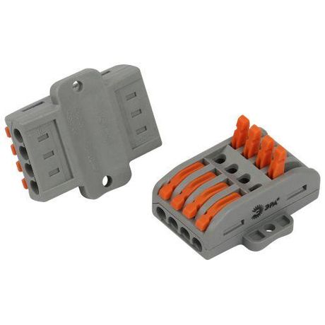 Клемма проходная с монтажной площадкой 222-2414Р рычагами 4 полюса 0.08-2.5/4 мм2 NO-225-400 (упаковка 10 шт.) - Б0067895 ЭРА