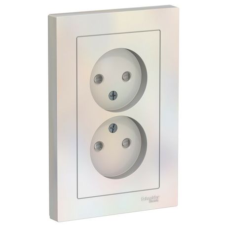 Розетка 2-м СП AtlasDesign 16А IP20 без заземл. защ. шторки в сборе жемчуж. SE ATN000422 APC