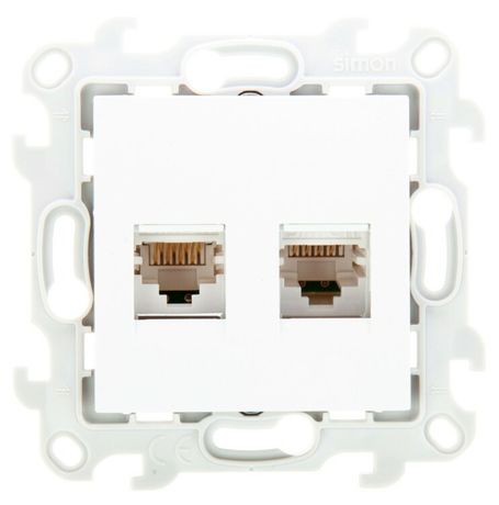Розетка компьютерная 2-м СП Simon 24 RJ45 кат.5E UTP IP20 механизм бел. 2450593-030