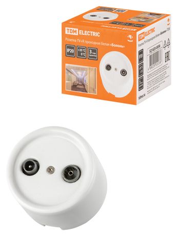 Розетка TV+R проходная белая «Болонь» | SQ1820-0056 TDM