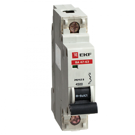 Автоматический выключатель ВА 47-63, 1P 63А (C) 4,5kA EKF | mcb4763-1-63C
