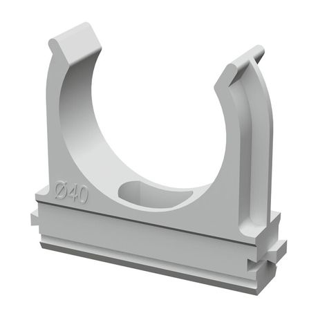 Держатель для труб (клипса) d40мм безгалогенная (HF) атмосферостойкая сер. Промрукав PR13.0348 Строитель