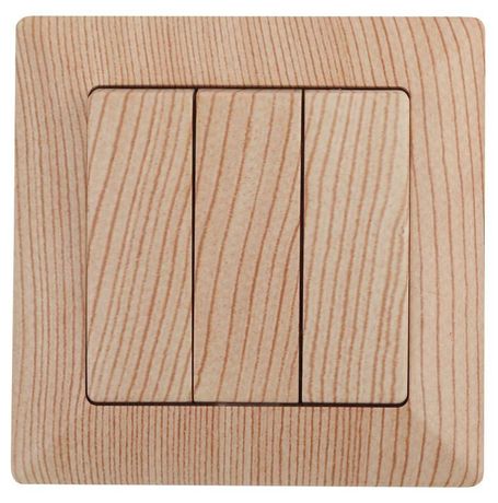 Выключатель тройной, 10А-250В, СУ, Solo, сосна,4-106-11 - Б0043304 ЭРА