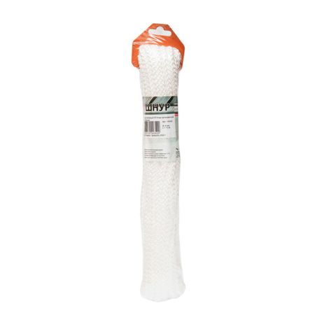 Шнур плетеный ПП 8 мм эргономичный, 16-пряд, белый, 10 м | 140346 Tech-KREP