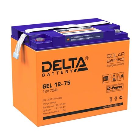Аккумуляторная батарея Solar серии GEL 12-75 12В/75Ач | DELTA 4614010140011
