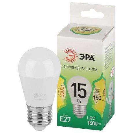 Лампа светодиодная LED 15 Вт 1500Лм 3000К шар теплый E27 220-240В P45-15W-830-E27 Green Line - Б0067038 ЭРА