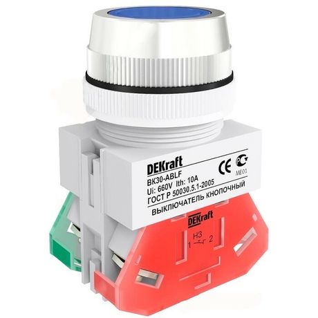 Выключатель кнопочный ABLF ВК-30 d30мм 220В син. DEKraft 25046DEK APC