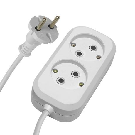 Удлинитель двухместный б/з 2x0,75, белый, 7м ,серия Home, Stekker - 39204 FERON HM01-20-07