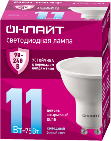 Лампа светодиодная 90 436 OLL-PAR16-11-230-6.5K-GU10 (PRO 90-240 В) | 90436 ОНЛАЙТ Navigator