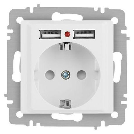 Розетка однофазная скрытого монтажа, в рамку с заземлением со шторками белый 16А 250В IP20 винтовые зажимы 6-410-01М Intro Accent - Б0063691 ЭРА