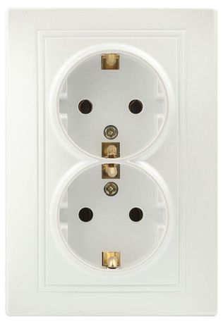 Розетка однофазная двойная скрытого монтажа, в рамку с заземлением без шторок перламутр 16А 250В IP20 1-205-06 Intro Plano - Б0053920 ЭРА