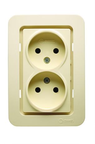 Розетка 2-м СП Lillium 10А без заземл. вставки крем. Makel 71217
