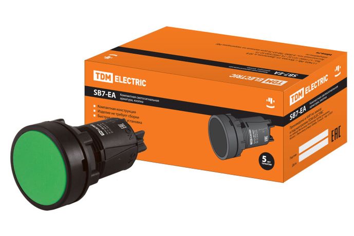 Кнопка переключатель SB7-EA35 d22мм 1з+1р зеленая | SQ0746-0021 TDM