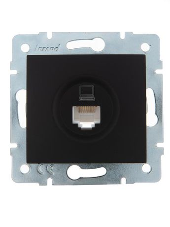 Розетка компьютерная 1-м СП Karina RJ45 механизм черн. бархат LEZARD 707-4288-139