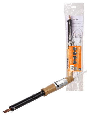 Паяльник ПД-100, ЭПСН, мощность 100 Вт, 230 В, деревянная ручка, плоское жало, "Гранит" | SQ1025-0405 TDM
