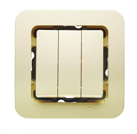 Выключатель 3-кл. СП Lillium 10А IP20 без вставки крем. Makel 71291