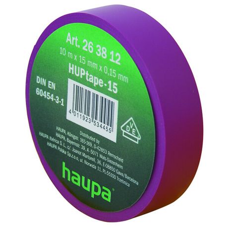 Изолента ПВХ, цвет фиолетовый, шир. 15мм, длина 20 м, d 74 мм | 263834 Haupa
