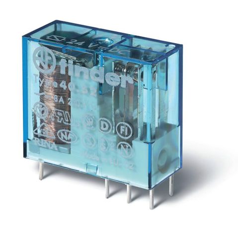 Миниатюрное универсальное электромеханическое реле; монтаж на печатную плату или в розетку; выводы с шагом 5мм; 2NO 8A | 405291105300 Finder 40.52.9.110.5300