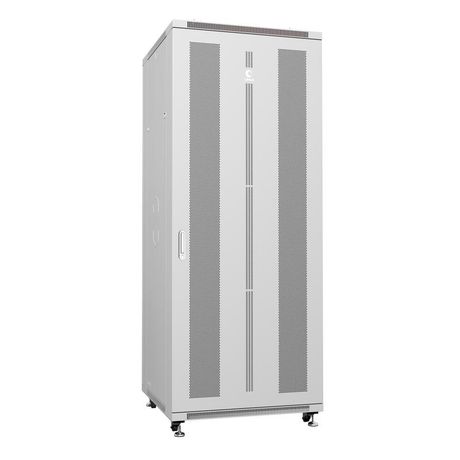 Шкаф монтажный телекоммуникационный напольный ND-05C-42U80/100 19дюйм 42U 800х1000х2055мм для распределит. и серверн. оборудования передн. задн. перфорир. двери ручка с замком RAL 7035 сер. Cabeus 7206c