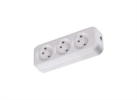 Колодка розеточная 3 гнезда 2П без заземления 10А 250В белая - SQ1806-0010 TDM