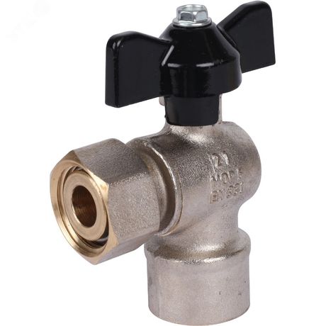 Кран шаровой с накидной гайкой угловой, ВР/накидная гайка, ручка бабочка 1/2x1/2 - SVB-1010-000015 STOUT RG0090IML5DG3F