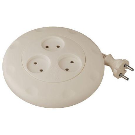 Удлинитель электрический ЭРА UR-3-3m-I рулетка, без заземления 3 розетки 3м 2x0.75мм2 10А, сл. кость | Б0027845