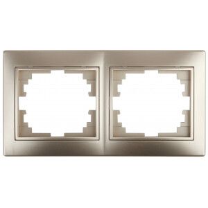 Рамка для розеток и выключателей 2 поста шампань пластик Intro Plano 1-502-04 - Б0030095 ЭРА