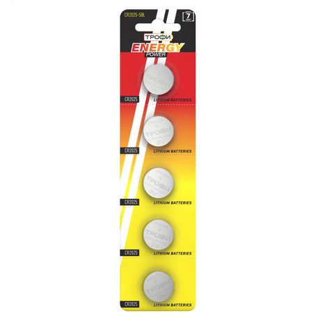 Батарейка Трофи CR2025-5BL ENERGY POWER Lithium (100/1000/78000) - C0032184 ЭРА
