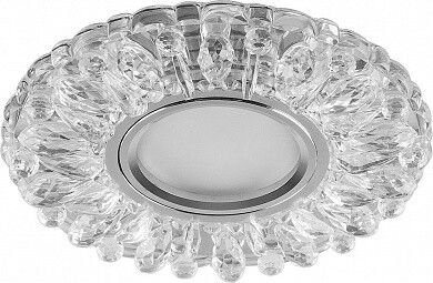 Светильник точечный встраиваемый под лампу, с LED подсветкой CD914 15LED*2835 SMD 4000K, MR16 50W G5.3, прозрачный, хром | 28985 FERON