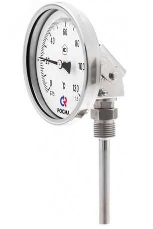 Термометр биметаллический коррозионностойкий универсальный откидной корпус БТ-54.220 0-160С M20x1,5 шток 250 мм кл.1.5 - 00000002761 РОСМА
