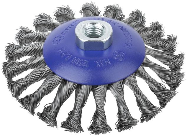 Щетка для УШМ М14 тип "Тарелка" крученая проволока 0.5мм 125мм блист. Profi Cutop 82-907 РОС