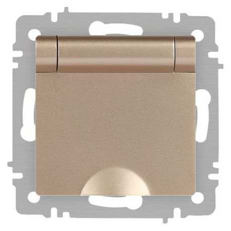 Розетка однофазная скрытого монтажа, в рамку с заземлением без шторок шампань крышкой 16А 250В IP20 винтовые зажимы 6-203-04 Intro Accent - Б0063738 ЭРА