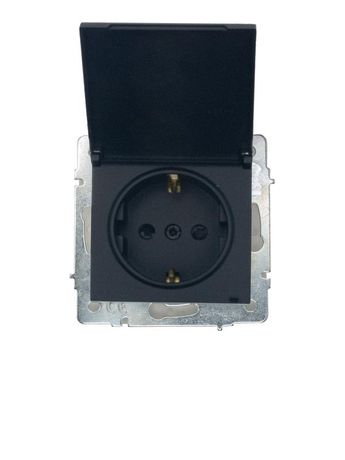 Розетка 1-м СП VESNA 16А IP44 с заземл. крышкой ПБТ механизм черн. LEZARD 742-4288-123BIPCH LEZARD арт. 742-4288-123BIPCH