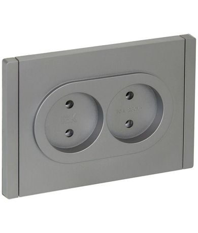 Розетка 2-м СП FORTE&PIANO FP526 10А без заземл. защ. шторок безвинт. крепл. сталь IEK FP-R20-10-1-K46